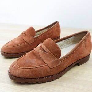 Flat Loafer Shearling Sheepskin Brown 6.5 TALBOTS Shoes Preppy Slip Fleece VTG